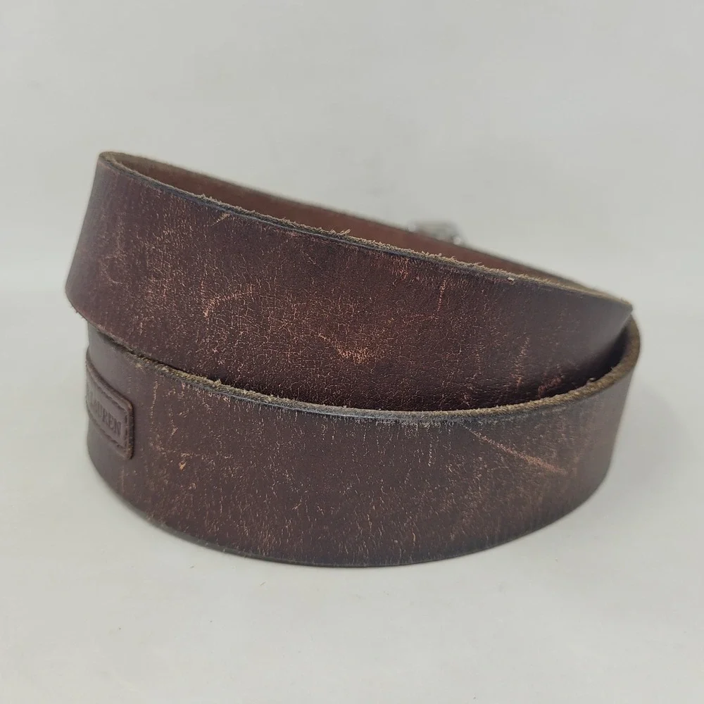 Polo Ralph Lauren Belt 48 Brown Leather Preppy Heritage Casual Everyday Cowboy